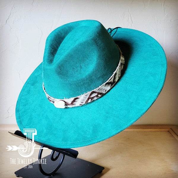 Gold Aztec Turq Slab Leather Band Choice Hat