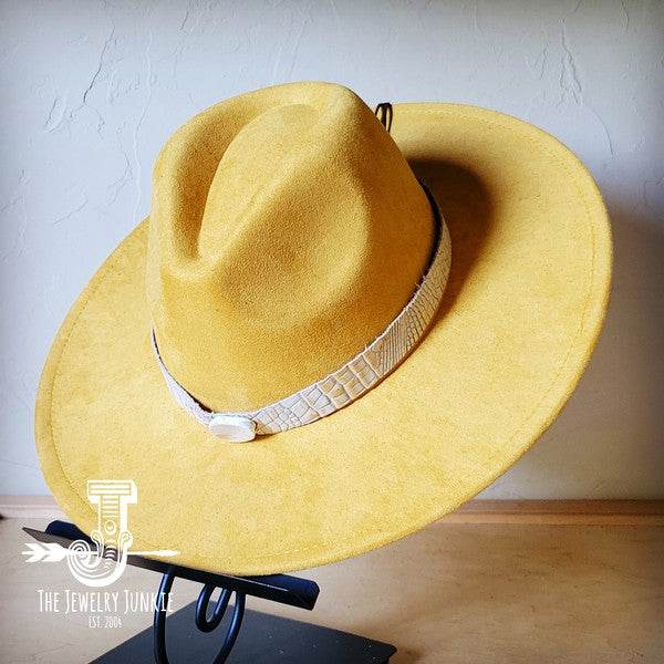 Gold Gator Turquoise Slab Leather Band Choice Hat