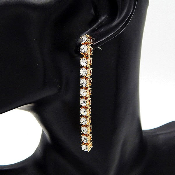 5mm 70mm Crown Setting Rhinestone Tennis Earrings