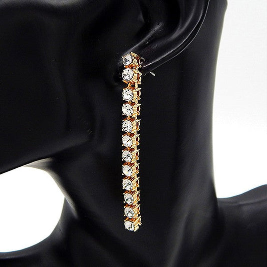 5mm 70mm Crown Setting Rhinestone Tennis Earrings