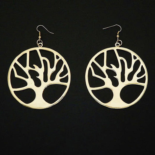 Tree of Life Fish Hook Chunky Earrings