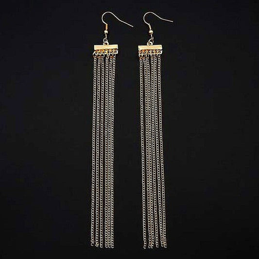Long Tassel Hook Chunky Chain Earrings