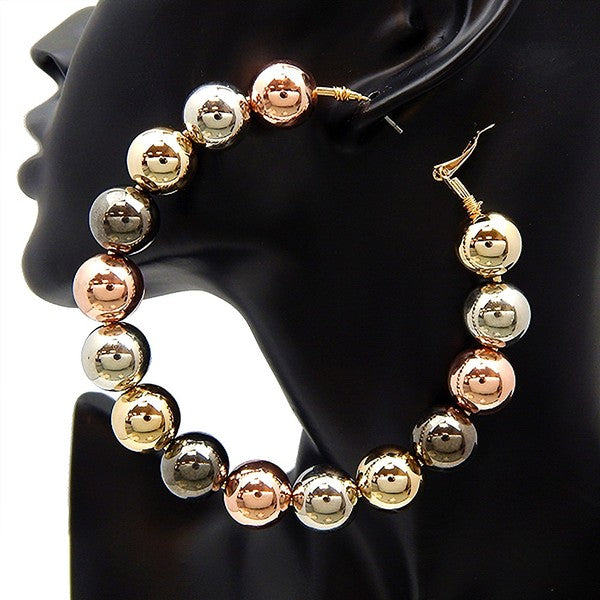80mm Polished Ball Chunky Hoop Earrings