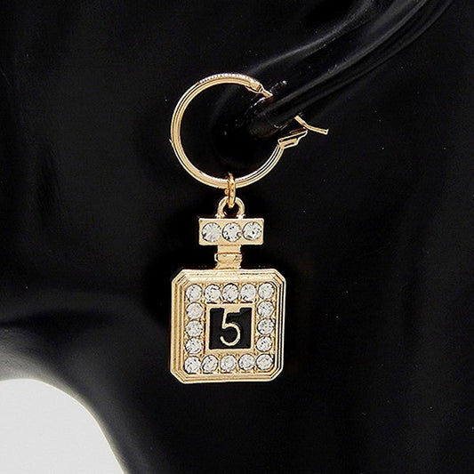 Perfume 5 Mini Hoop Pendant Epoxy Earrings