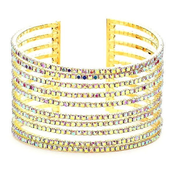 10 Lines Crystal Cuff Spring Bracelet