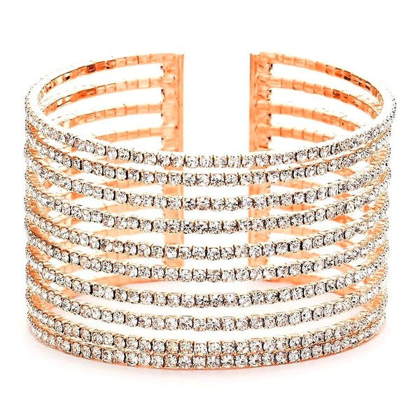 10 Lines Crystal Cuff Spring Bracelet