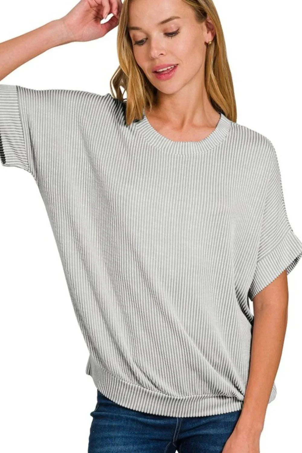 Zenana Corded Rib Short Sleeve T-Shirt