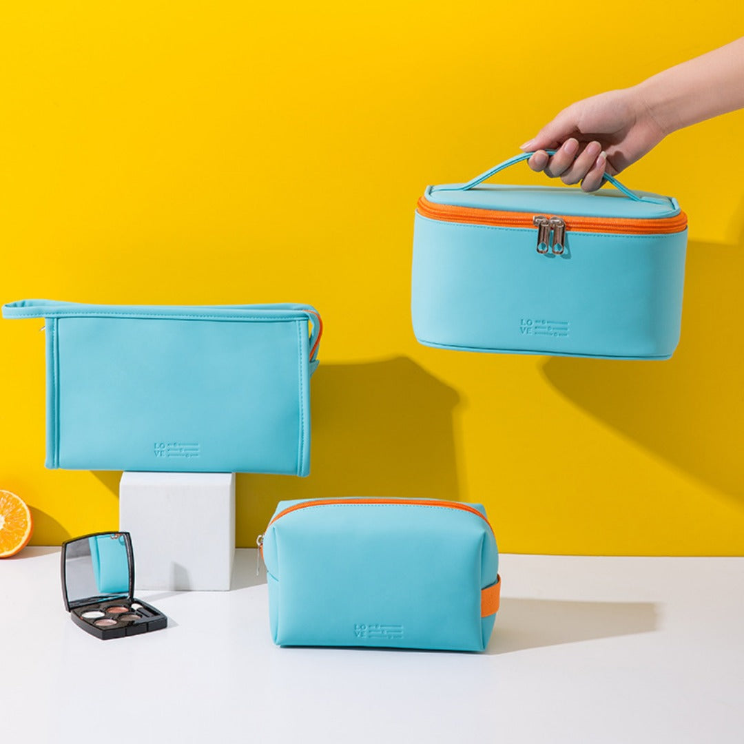 Makeup bags set,Large capacity gym cosmetic bag, PU waterproof cosmetic storage bag, 3pcs a set, makeup bag organizer for College Dorm Camp Gym