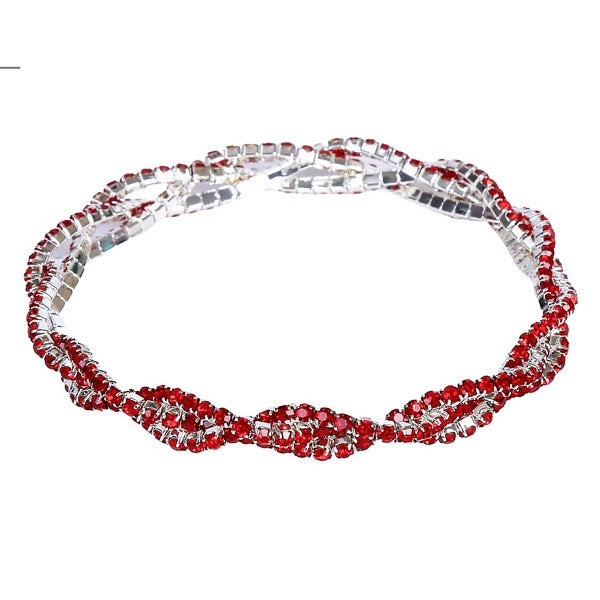 3 Lines Twist Rhinestone Stretch Bracelet