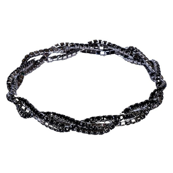 3 Lines Twist Rhinestone Stretch Bracelet