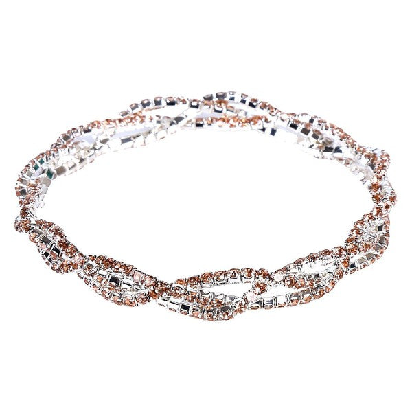 3 Lines Twist Rhinestone Stretch Bracelet