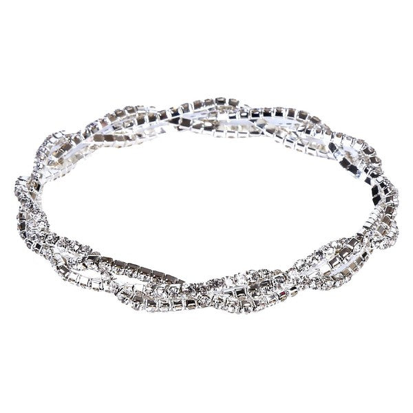 3 Lines Twist Rhinestone Stretch Bracelet