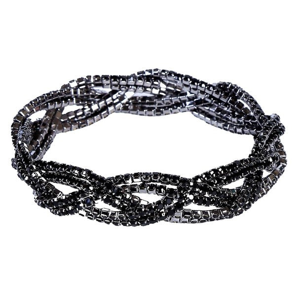 3 Double Lines Twist Rhinestone Stretch Bracelet