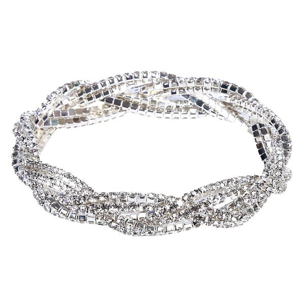 3 Double Lines Twist Rhinestone Stretch Bracelet