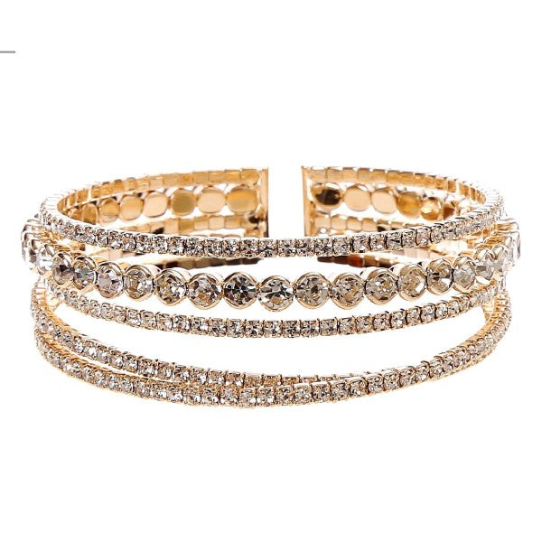 4 LInes CZ Crystal Circle LIne Bracelet