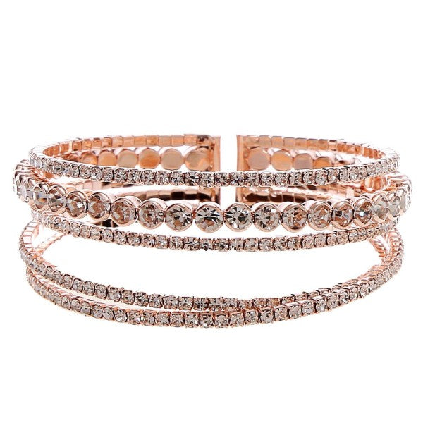 4 LInes CZ Crystal Circle LIne Bracelet