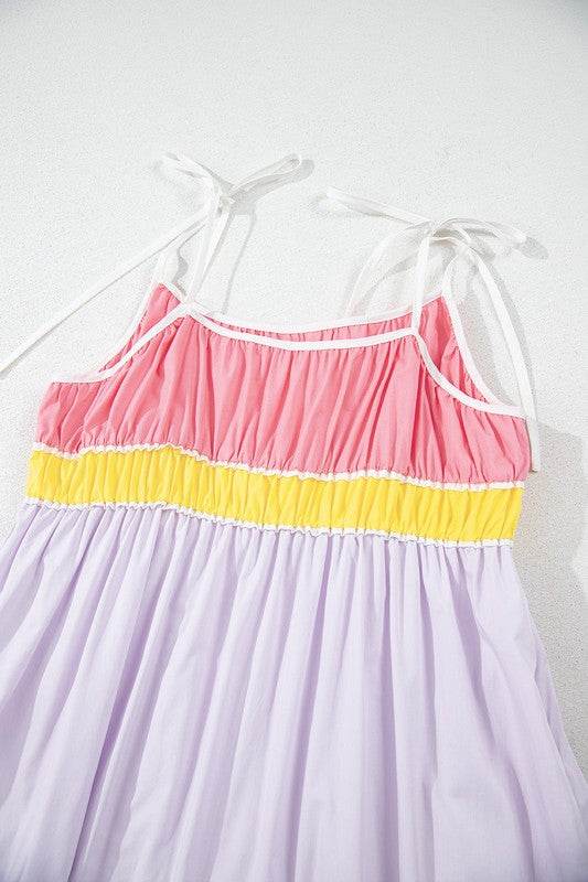 colorblock tiered mxi dress