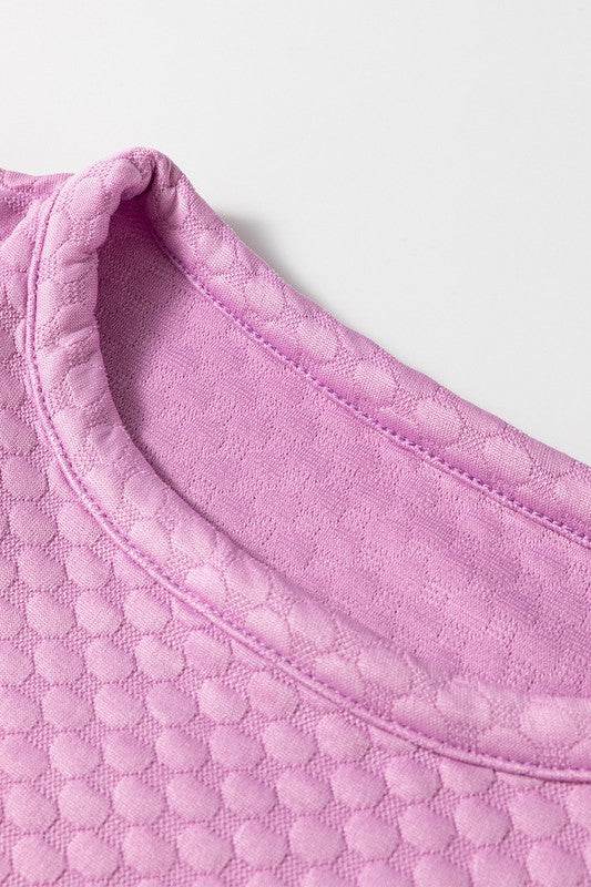 Phalaenopsis Solid Texture Puff Sleeve Blouse