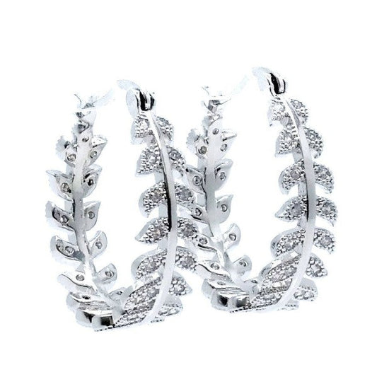 Laurel Tree Leaves Wreath Theme Hoop Earrings
