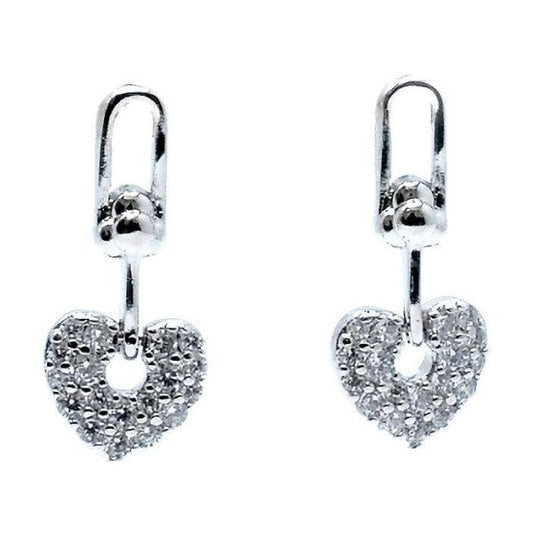 Cubic Zirconia Heart Dangle Moving Earrings