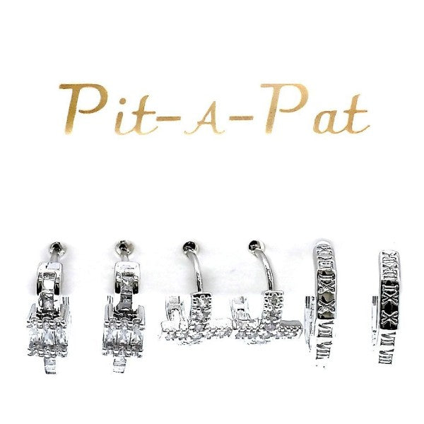 3 Pair Cross Latin Theme Mini Hoop Earrings Set