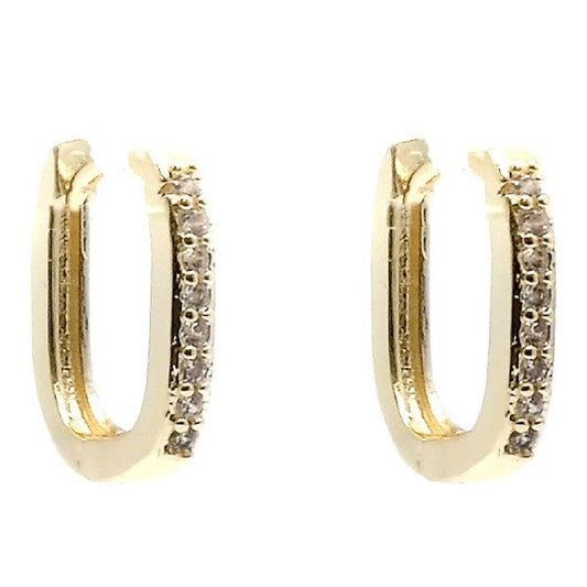 Chic Crystal Side U Shape Mini Hoop Earrings