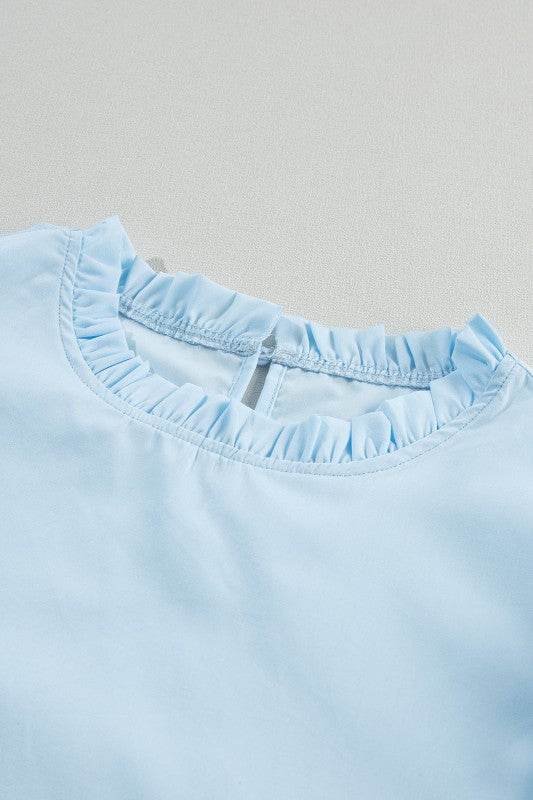cotton mint ruffle layered blouse
