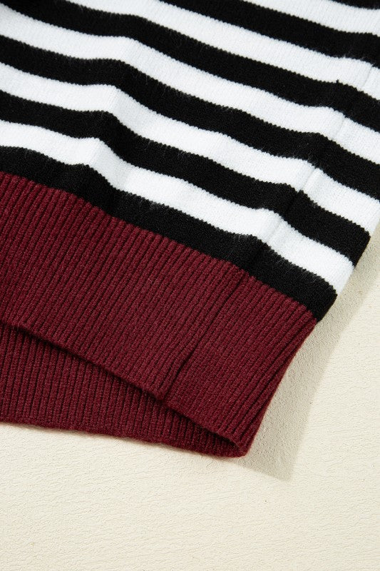 Striped Colorblock Patchwork Long Sleeve Sweater