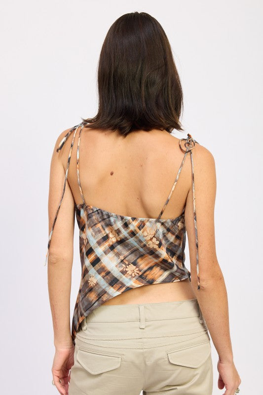 ASYMMETRICAL COWL NECK CAMI TOP