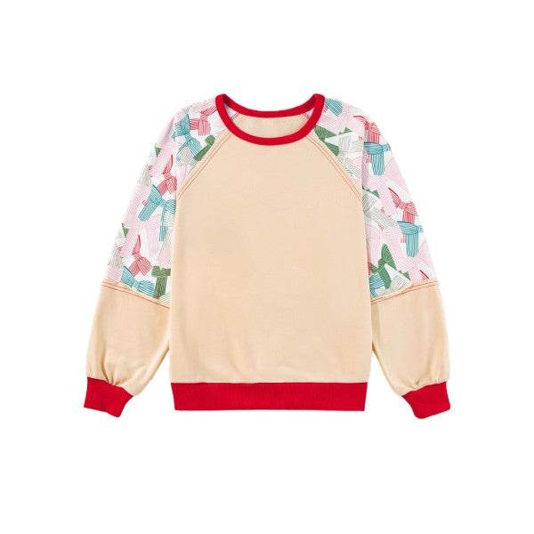 Women Printed Patchwork Raglan Sleeve Sweatshirts