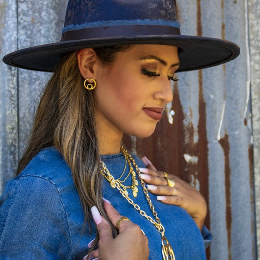 Matte Gold Double Circle Earrings
