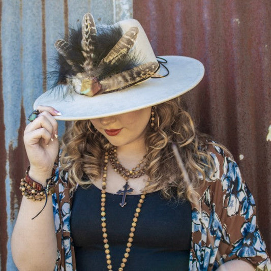 Western Copper Hoop Earrings w Picture Jasper Bead