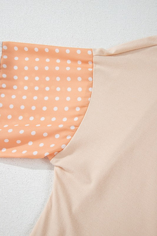 Women Puff Sleeve Patchwork V Neck Sweatshirts