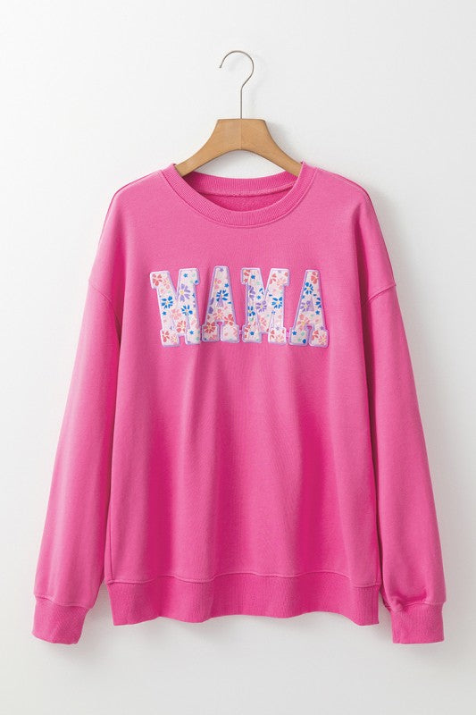Women Floral MAMA Graphic Pullover Sweatshirt