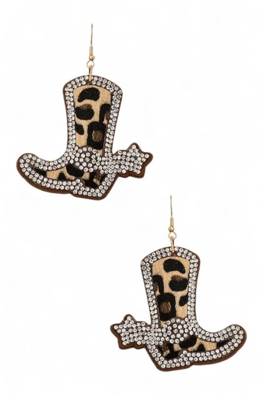 Animal Print Cowboy Boots Pillow Earrings