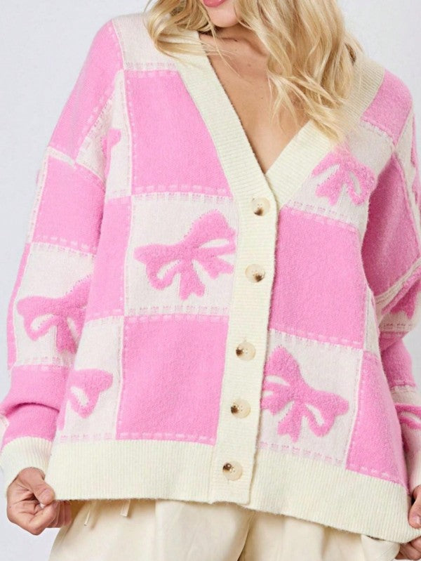 Drop Shoulder Color Block Oversized Cardigan