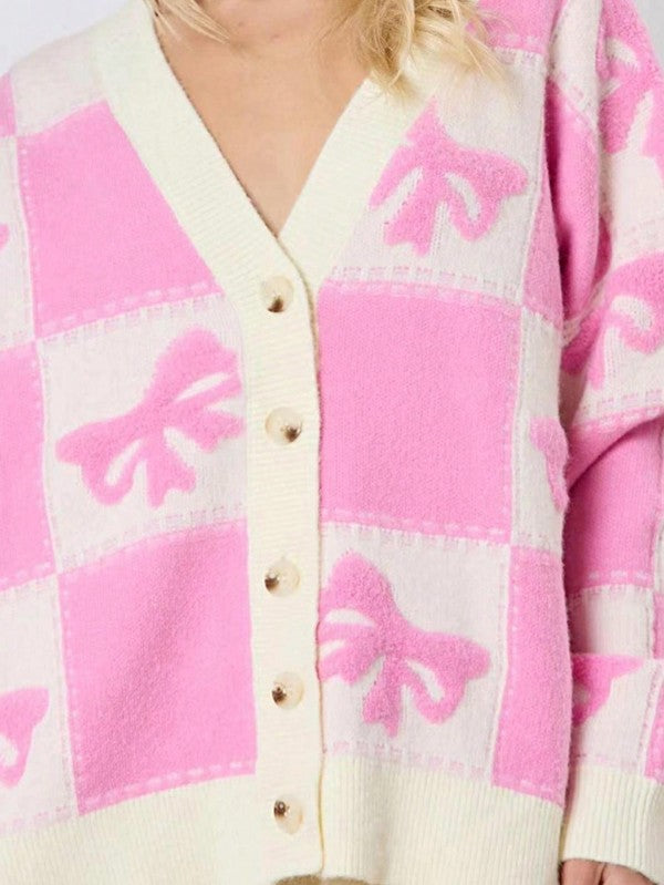 Drop Shoulder Color Block Oversized Cardigan