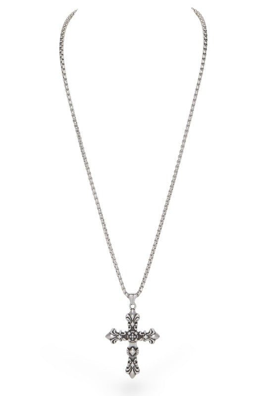 Stainless Steel Unisex Cross Pendant Necklace