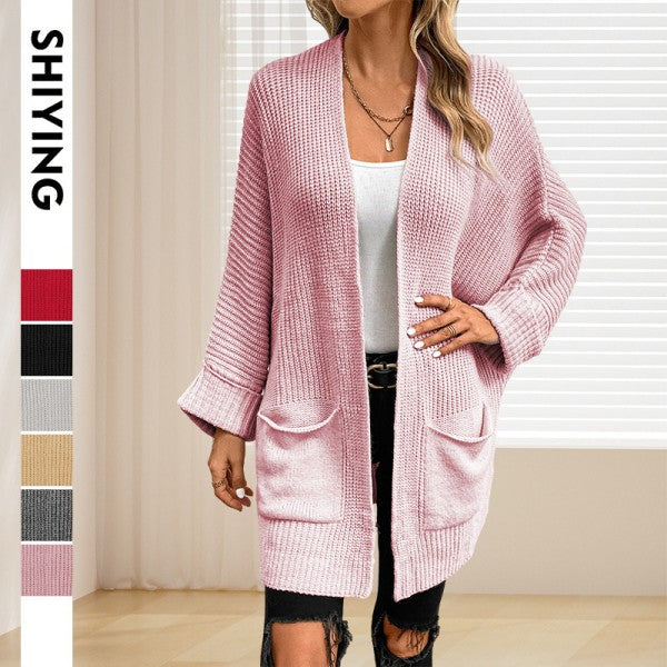 Oversized Fold Over Sleeve Open Front Cardigan