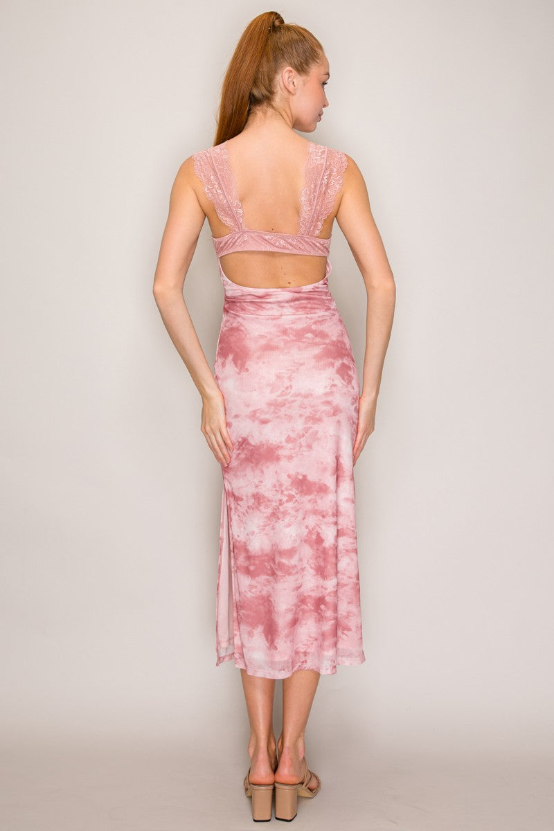 Ombre Mesh Cutout Midi Dress – Sexy Bodycon Vacation & Cocktail Dress