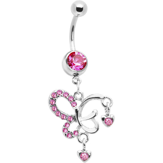 Pink Gem Spirited Butterfly Belly Ring