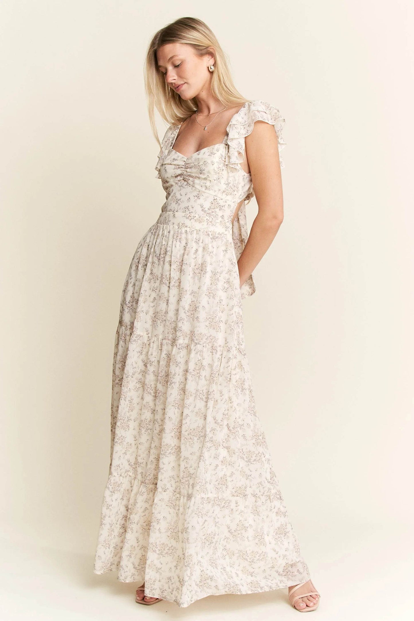 Jade By Jane Full Size Ruffle Sleeve Tiered Maxi Dress Plus Size