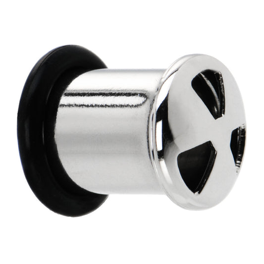 0G Stainless Steel Single Flare Biohazard Plug