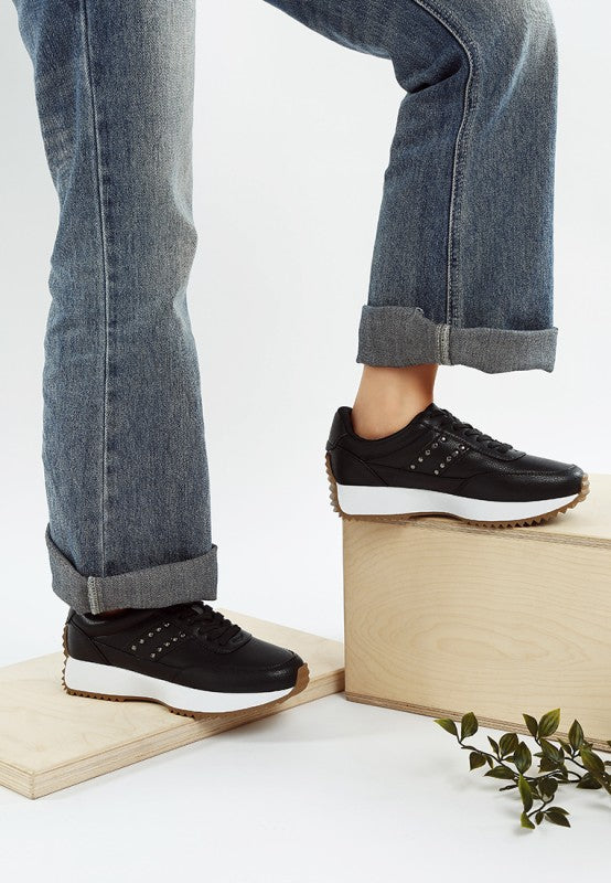 Athion Studded Real Leather Sneakers