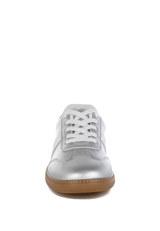 Crossover Lace-Up Metallic Sneaker