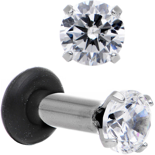 10G Clear CZ Gem Stainless Steel Single Flare Plug Set