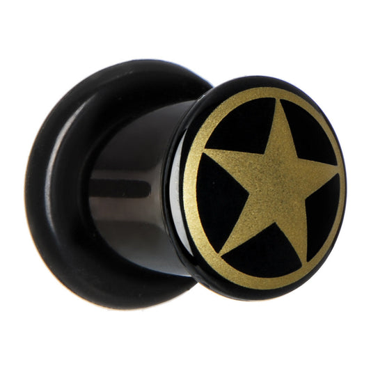 0G Anodized Titanium Gold Star Plug