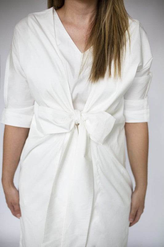 Dress jacket 3/4 sleeve ties in front with pockets