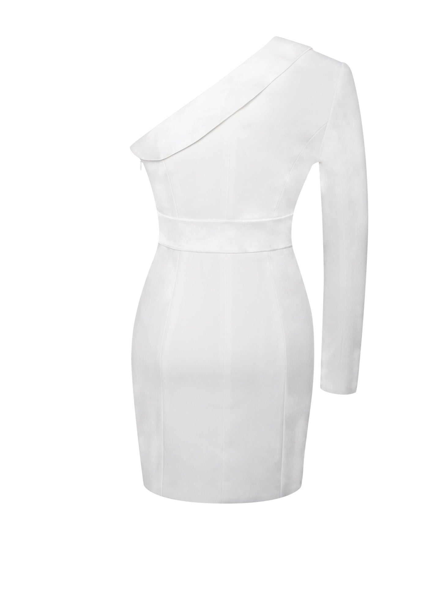 Silver Night White Sequin Crepe Tuxedo Blazer Dress