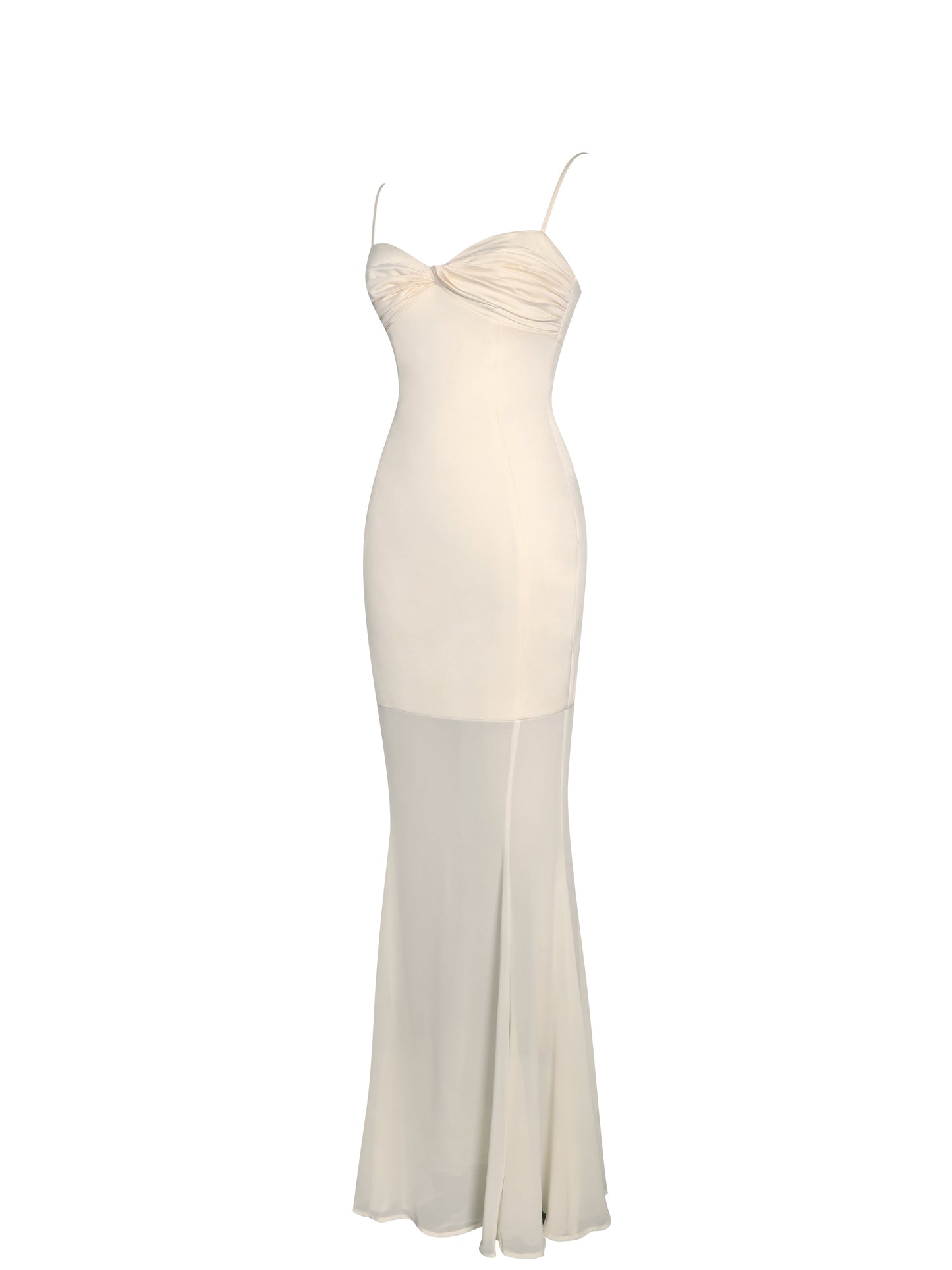 Zayne Butter Yellow Ruch Breast Chiffon Mermaid Maxi Dress